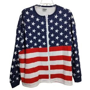 4500) Isaac's Design Patriotic American Flag Bling Full Zip Sweatshirt Plus 3X